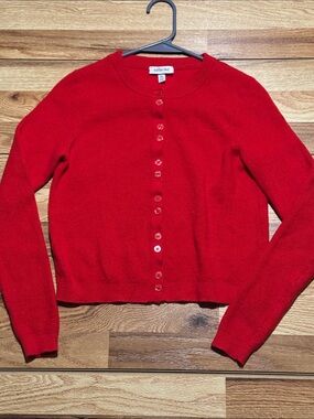 Willow Red Cropped Button Cardigan